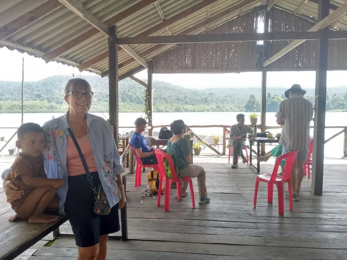 Open-air dining with guests