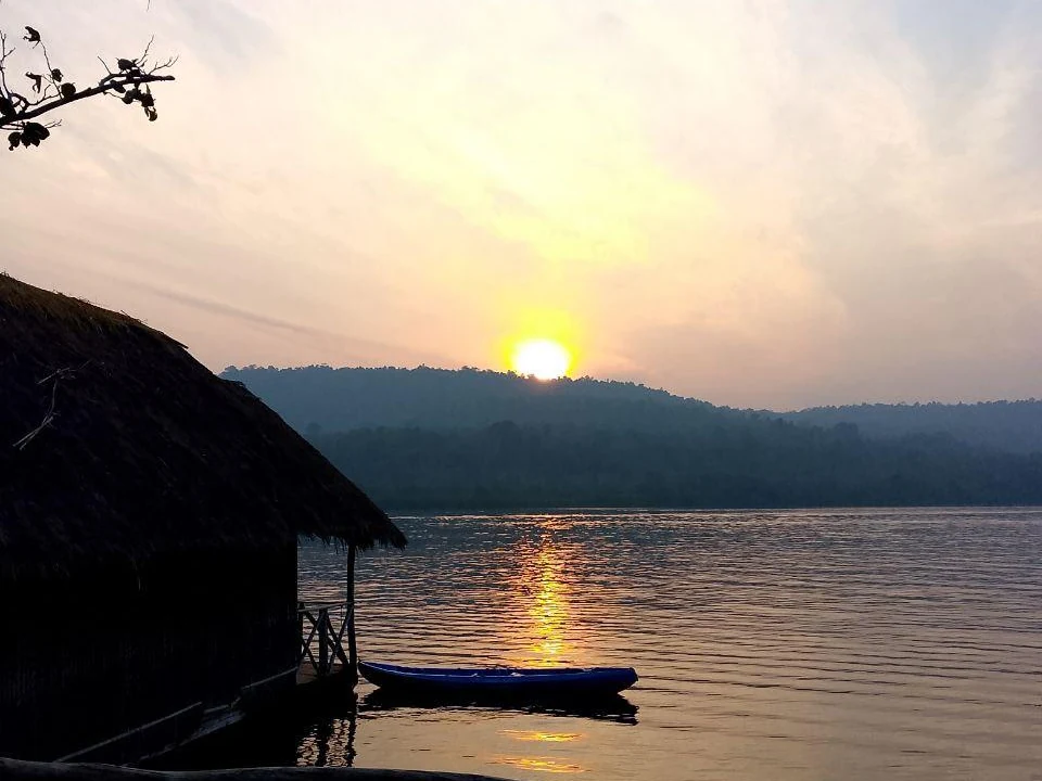 Sunset over the Tatai River beside Tatai Natural Guest House